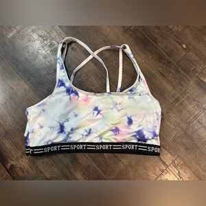 Tie-Dye Sports Bra with Strappy Back